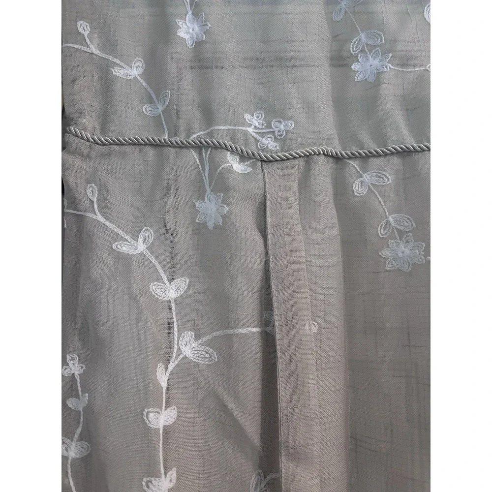 Curtain‎ Panels (2) Sheer Beige White Embroidered Balloon Style 39x63 Boho Girly